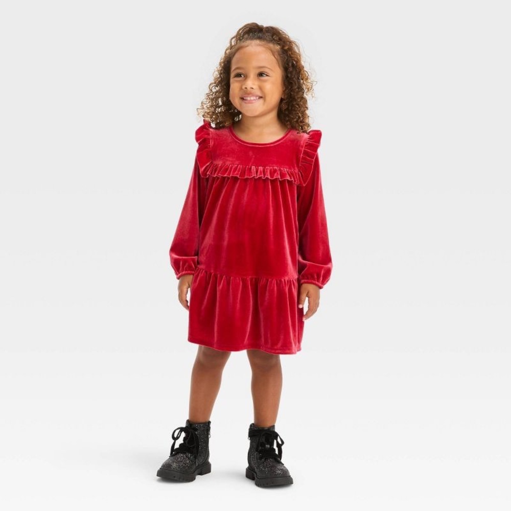 Toddler Girls' A-Line Velour Long Sleeve Dress - Cat & Jack™